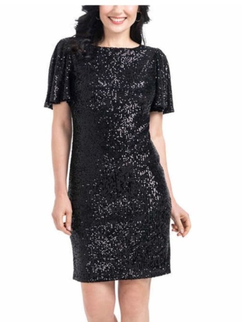 NWT, HILARY RADLEY Black Sequin Dress - XS